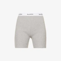 Serif Logo-print High-rise Stretch-cotton Shorts