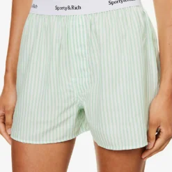 Logo-waistband Striped Tencel Boxer Shorts -Outlet Pique Style Store R04205013 GREEN ALT04