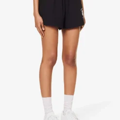 Hotel Disco Logo-print Mid-rise Cotton Shorts -Outlet Pique Style Store R04205039 BLACK ALT02
