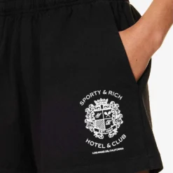 Hotel Disco Logo-print Mid-rise Cotton Shorts -Outlet Pique Style Store R04205039 BLACK ALT04