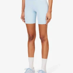 Logo-patch High-rise Stretch-woven Biker Shorts -Outlet Pique Style Store R04205108 BABYBLUEWHITE ALT02