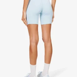 Logo-patch High-rise Stretch-woven Biker Shorts -Outlet Pique Style Store R04205108 BABYBLUEWHITE ALT03