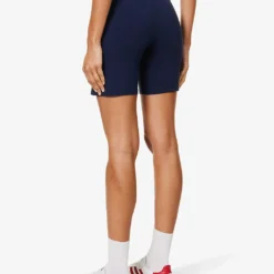 Wellness Brand-print High-rise Stretch-cotton Biker Shorts 8 Wellness Brand-print High-rise Stretch-cotton Biker Shorts -Outlet Pique Style Store R04205125 NAVYWHITE ALT03