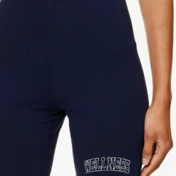 Wellness Brand-print High-rise Stretch-cotton Biker Shorts 9 Wellness Brand-print High-rise Stretch-cotton Biker Shorts -Outlet Pique Style Store R04205125 NAVYWHITE ALT04