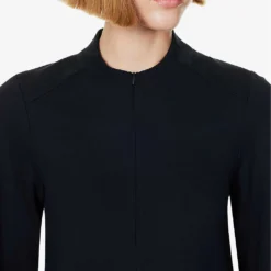 ME AND EM Balloon-sleeve Relaxed-fit Stretch-woven Blend Blouse -Outlet Pique Style Store R04205636 NAVY ALT04