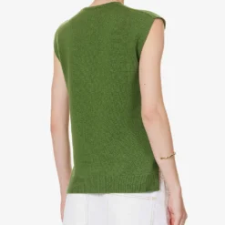 ME AND EM V-neck Relaxed-fit Wool-blend Vest -Outlet Pique Style Store R04205689 GREEN ALT03