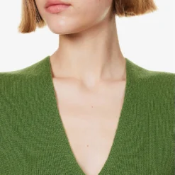 ME AND EM V-neck Relaxed-fit Wool-blend Vest -Outlet Pique Style Store R04205689 GREEN ALT04