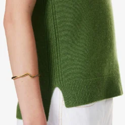 ME AND EM V-neck Relaxed-fit Wool-blend Vest -Outlet Pique Style Store R04205689 GREEN ALT05