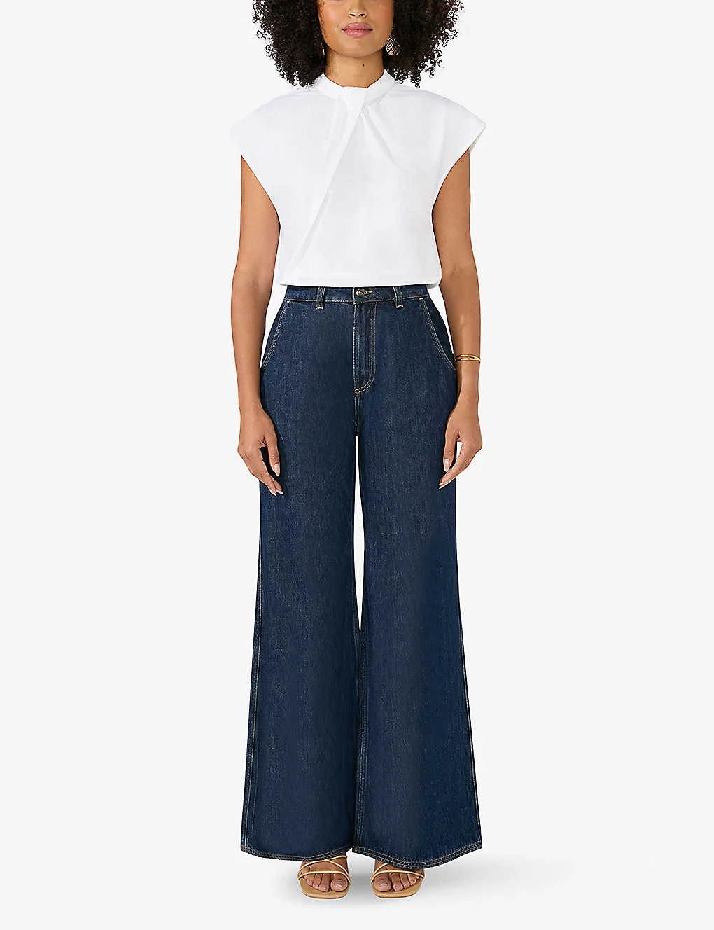 Twist-neck Sleeveless Stretch-cotton Top 2 Twist-neck Sleeveless Stretch-cotton Top - Image 2