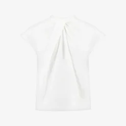 Twist-neck Sleeveless Stretch-cotton Top